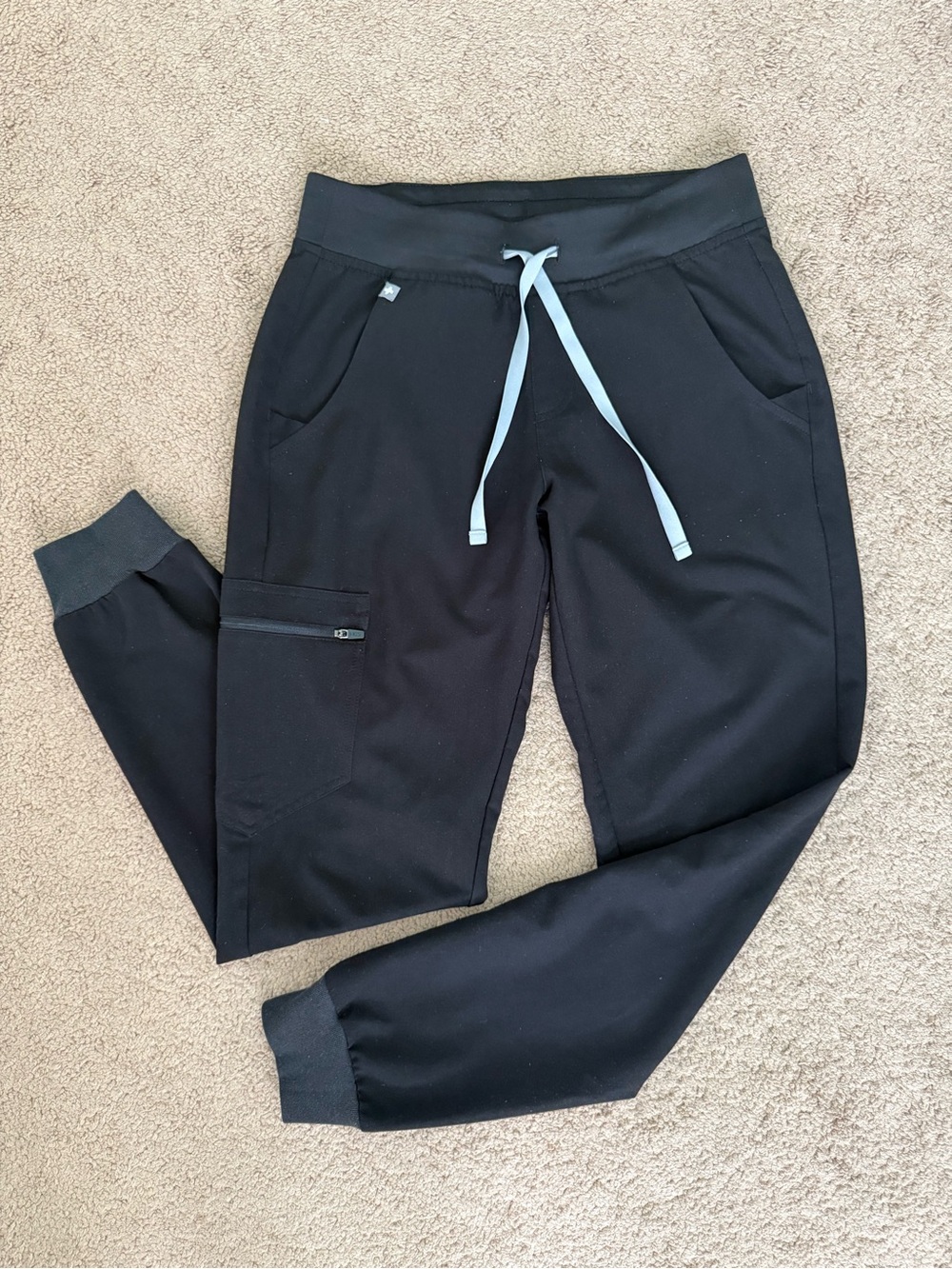 Figs Black Womens Zamora Joggers with Light Gray Drawstring